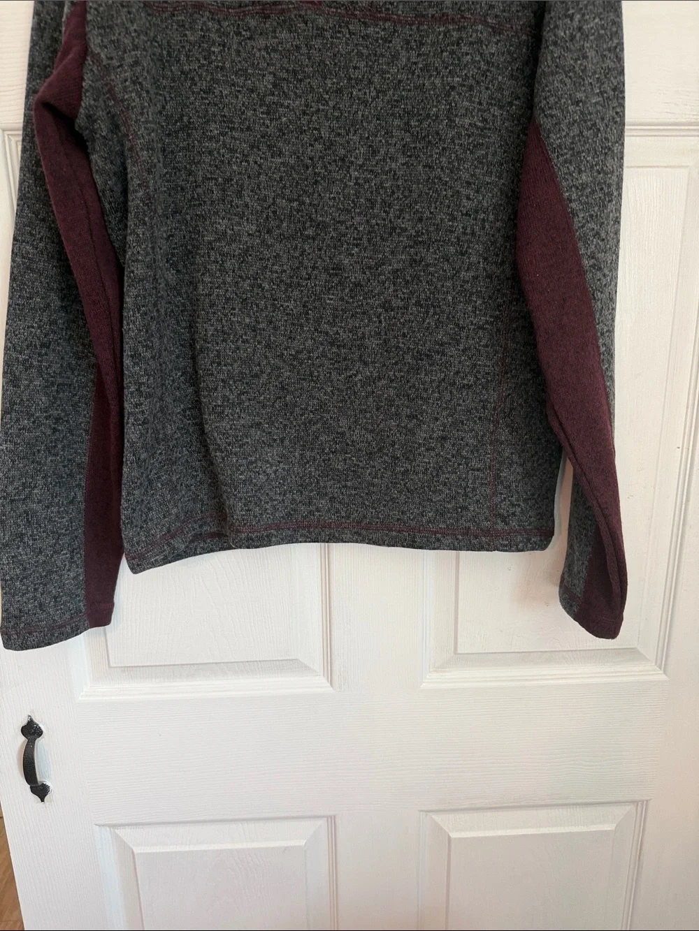 Orvis Gray and Burgundy Quarter-Zip Knit Pullover